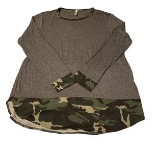 Gray Camo Hi/Low Blouse